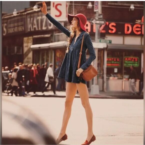 Free People Blue Long Sleeve Dress - Picture 2 of 11